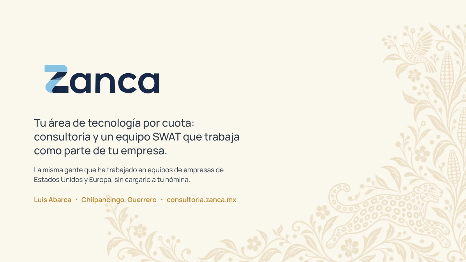 Tu área de tecnología por cuota: portada de la presentación